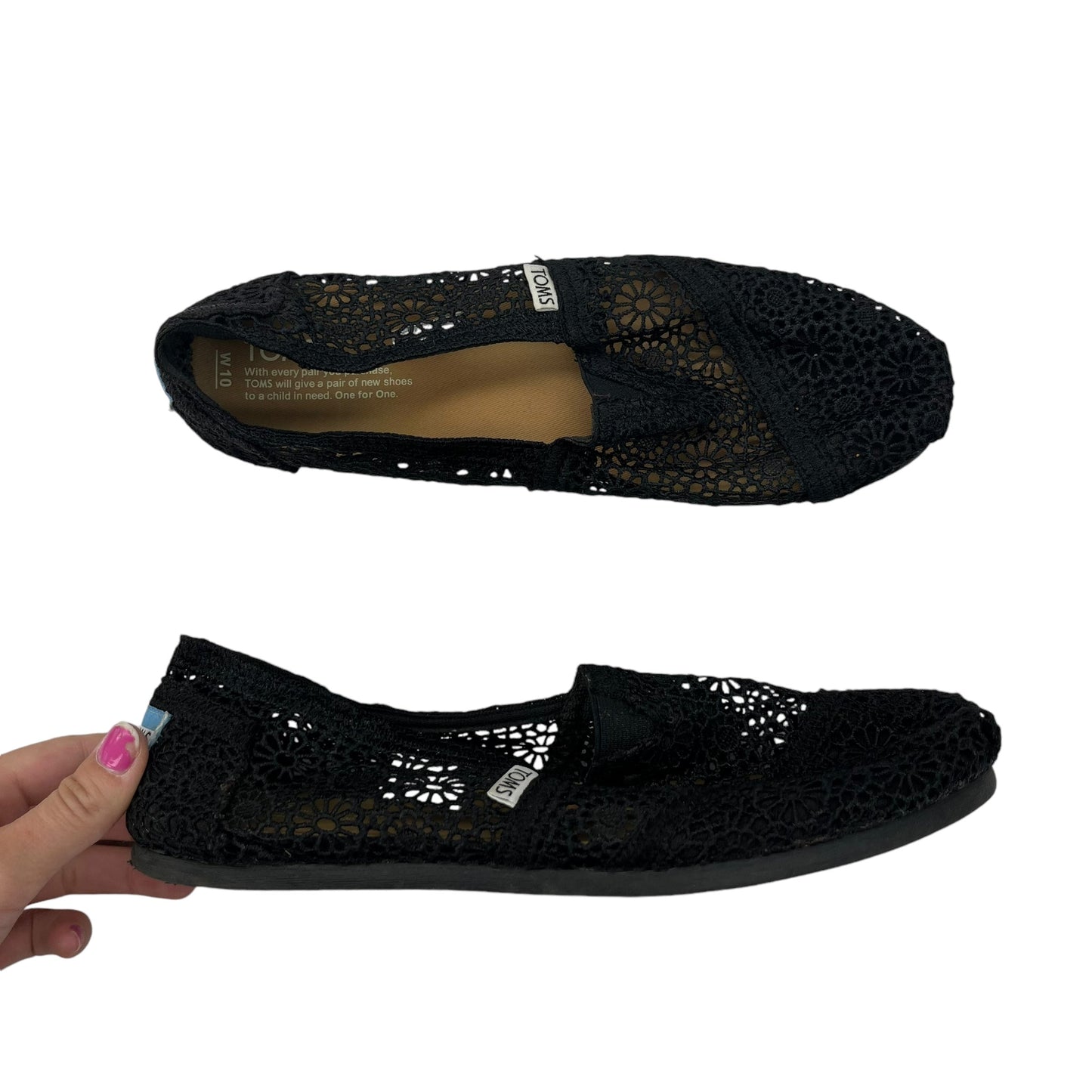 Shoes Flats By Toms In Black, Size:10