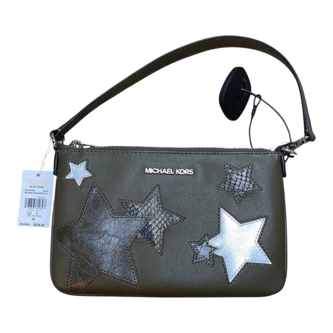 Handbag Designer By Michael Kors In Green & Silver, Size:Small