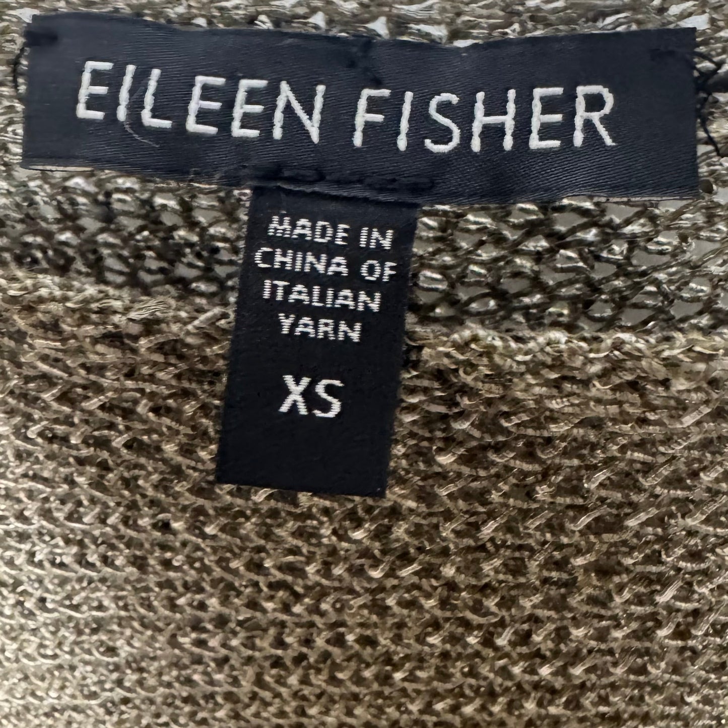 Linen Blend Top Long Sleeve By Eileen Fisher In Green, Size: Xs