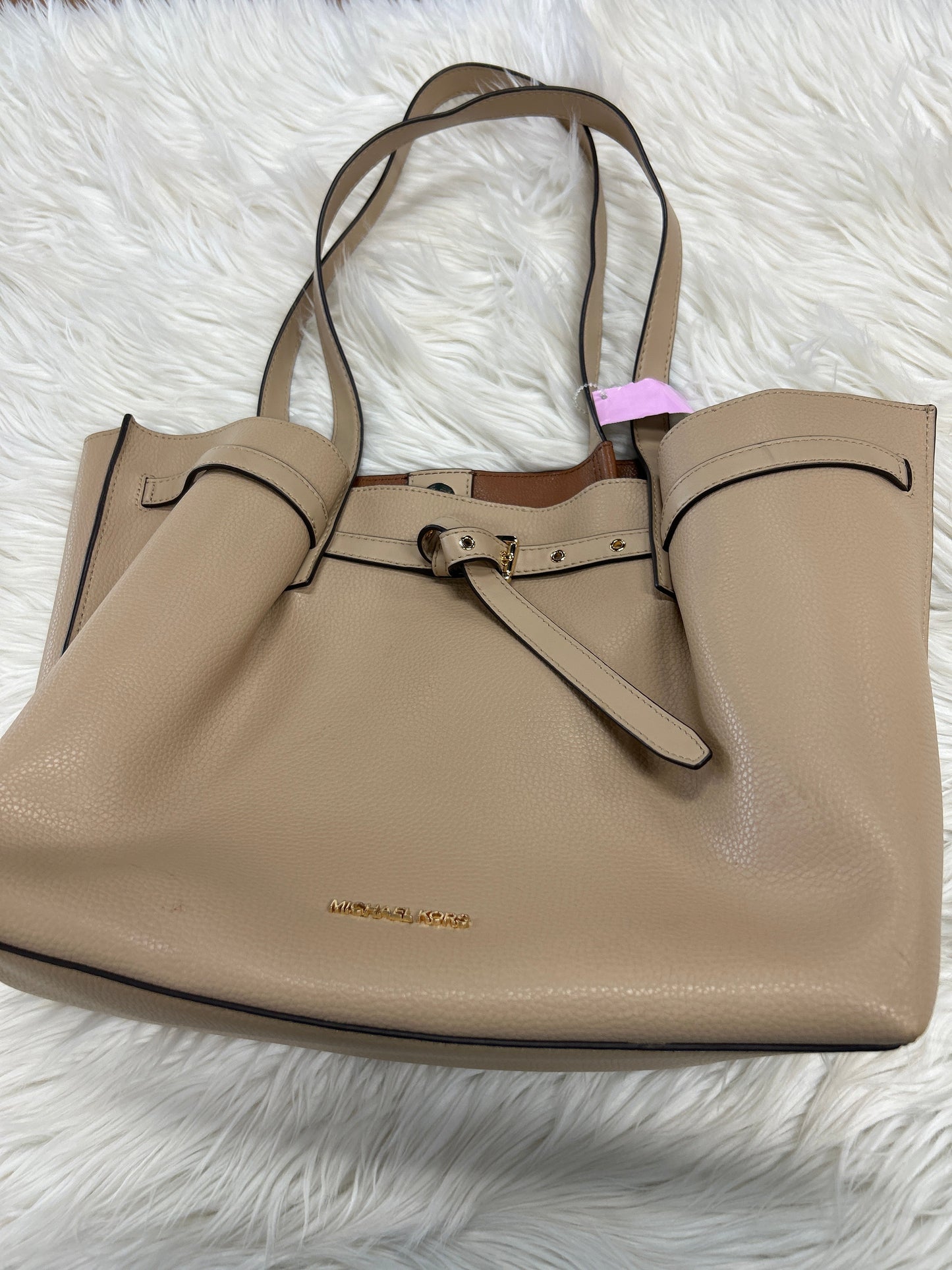 Handbag Designer By Michael Kors In Cream, Size:Large