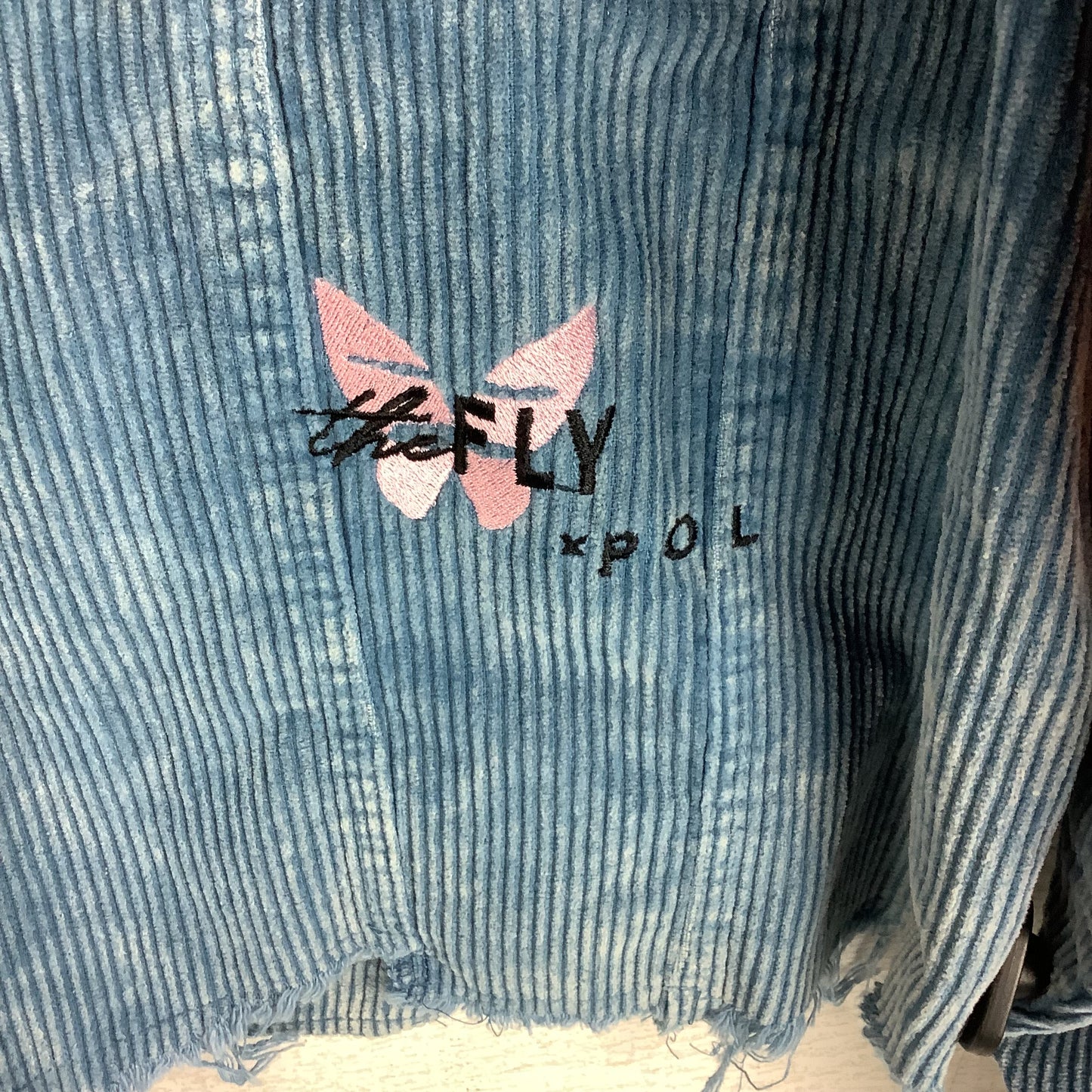 Jacket Shirt By Pol In Blue, Size: L