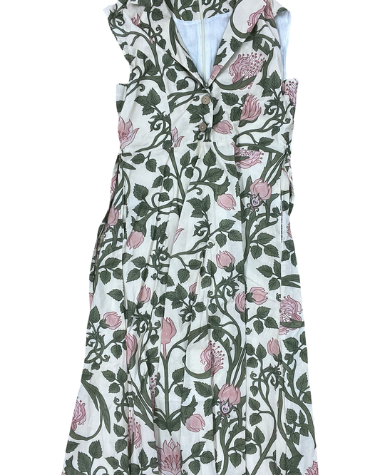 Dress Casual Maxi By Clothes Mentor In Cream & Green, Size:M