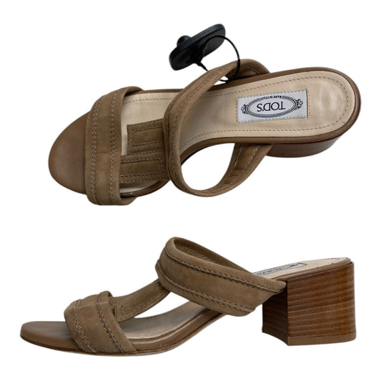 Sandals Luxury Designer By Tods In Taupe, Size:6