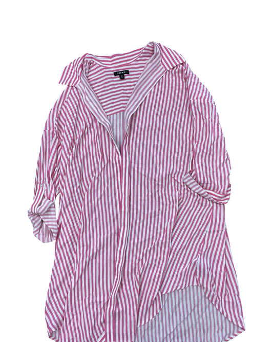 Dress Casual Midi By Torrid In Pink & White, Size:2X