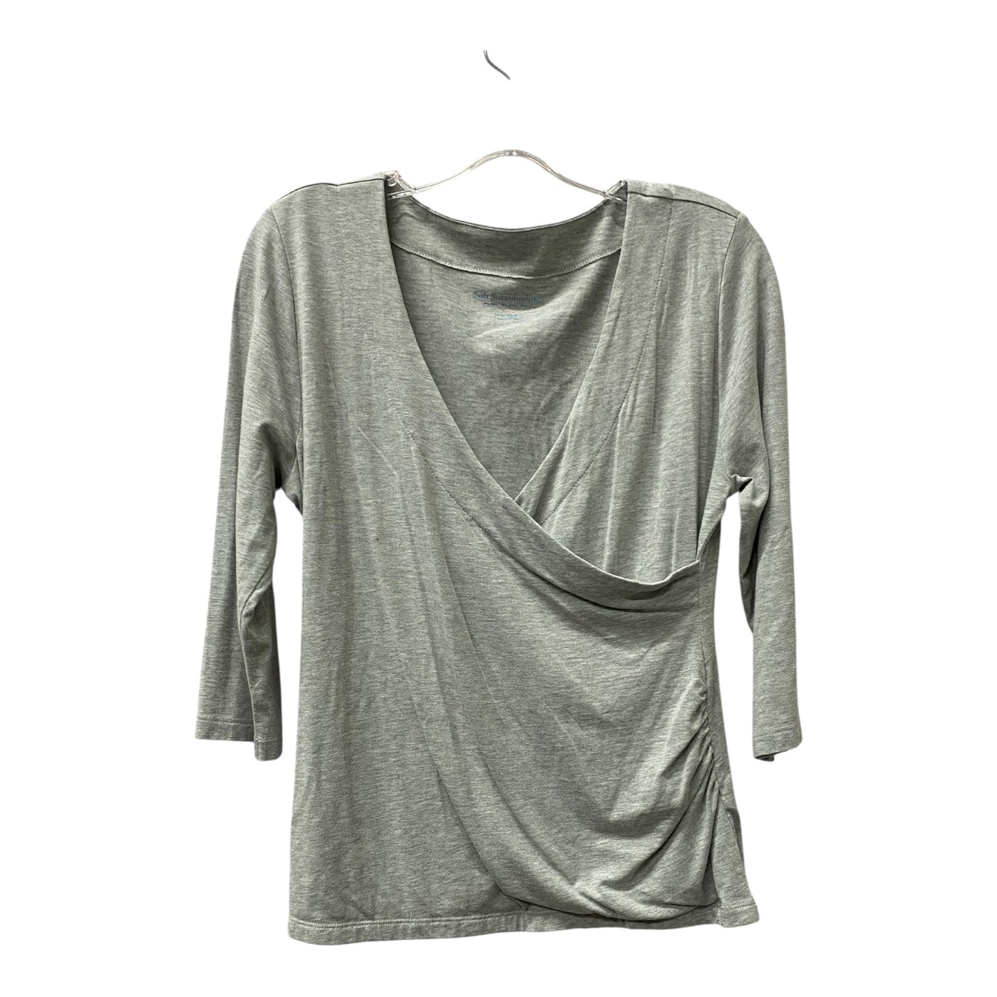 Top 3/4 Sleeve By Soft Surroundings In Grey, Size:Mp