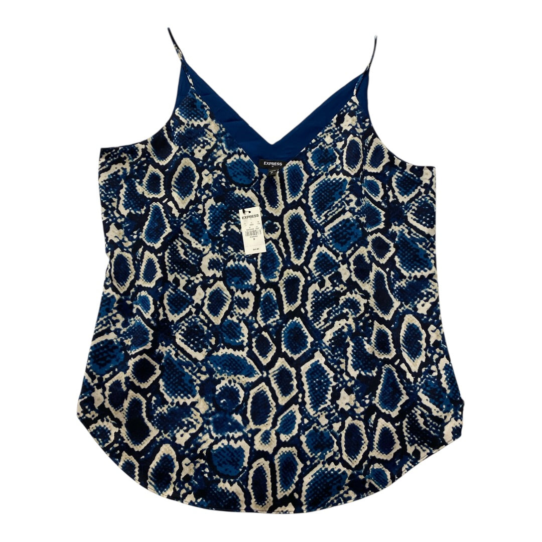 Top Sleeveless By Express In Blue & White, Size:M