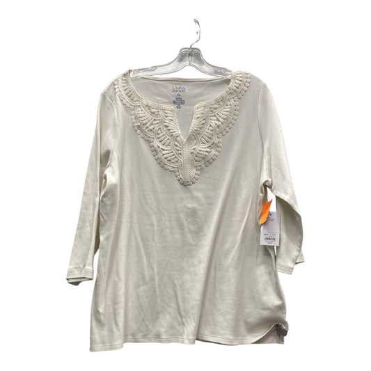 Top 3/4 Sleeve By Croft And Barrow In Ivory, Size:Xxl