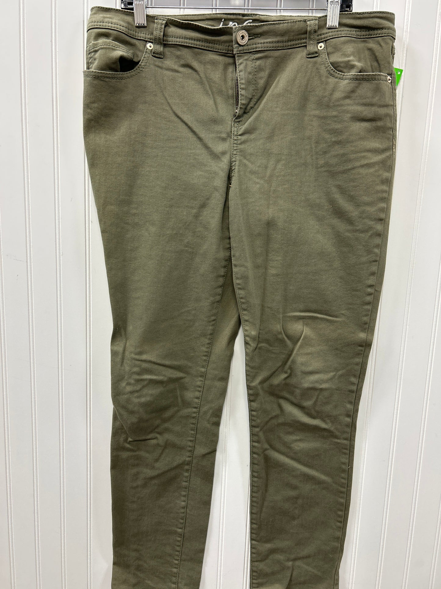 Jeans Skinny By Inc In Green Denim, Size:16