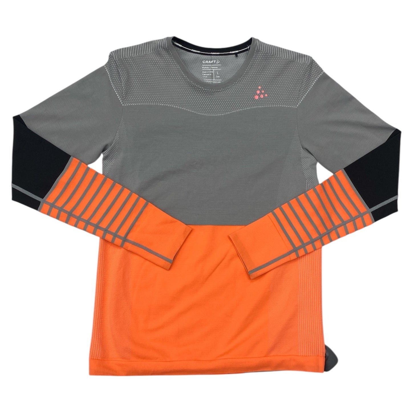 Athletic Top Ls Crewneck By Cmc In Grey & Orange, Size:L