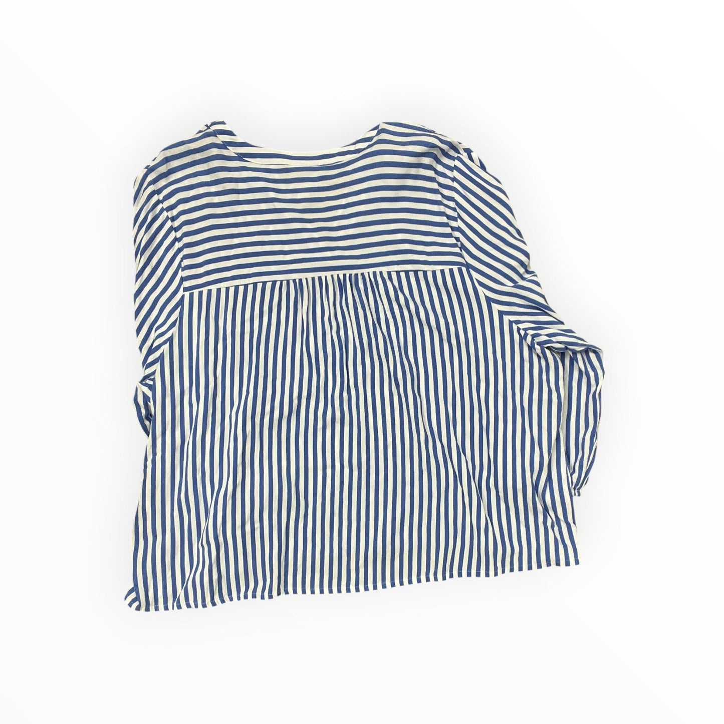 Top 3/4 Sleeve By St Johns Bay In Blue & White, Size:2X