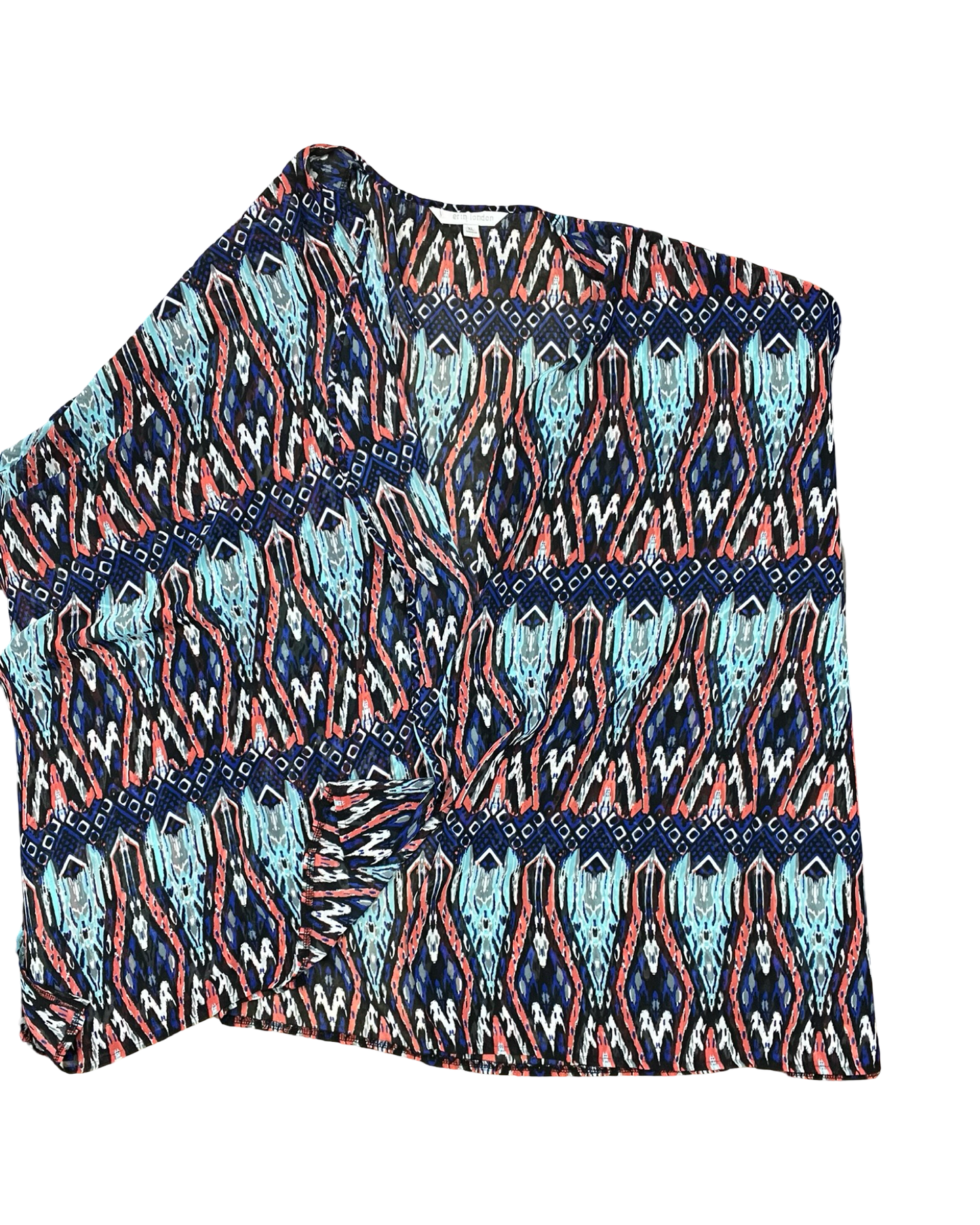 Cardigan By Erin London In Blue & Red, Size:Xl