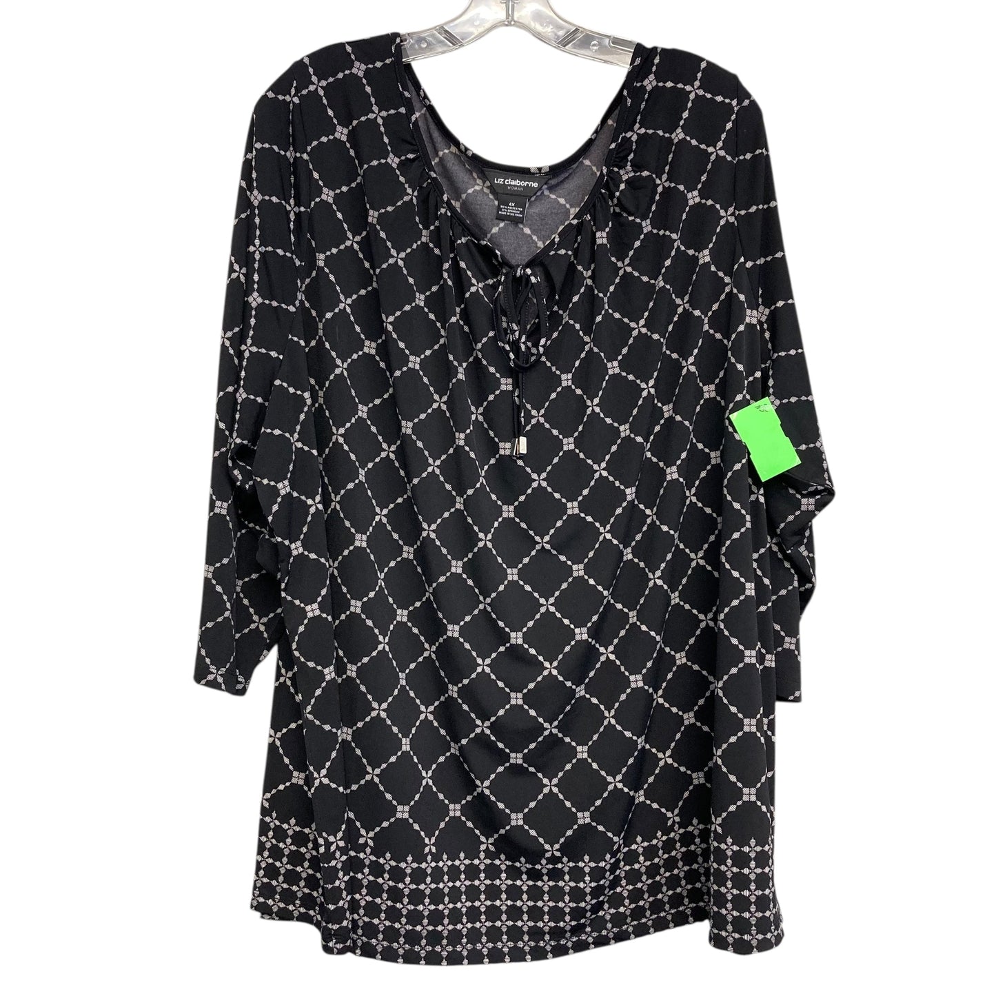 Top Ls By Liz Claiborne In Black & White, Size:4X