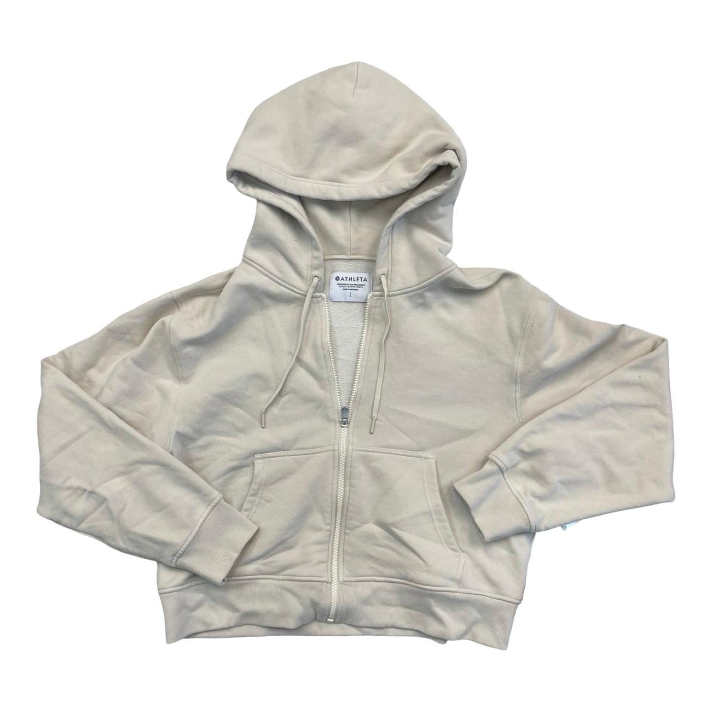 Athletic Sweatshirt Hoodie By Athleta In Tan, Size:L
