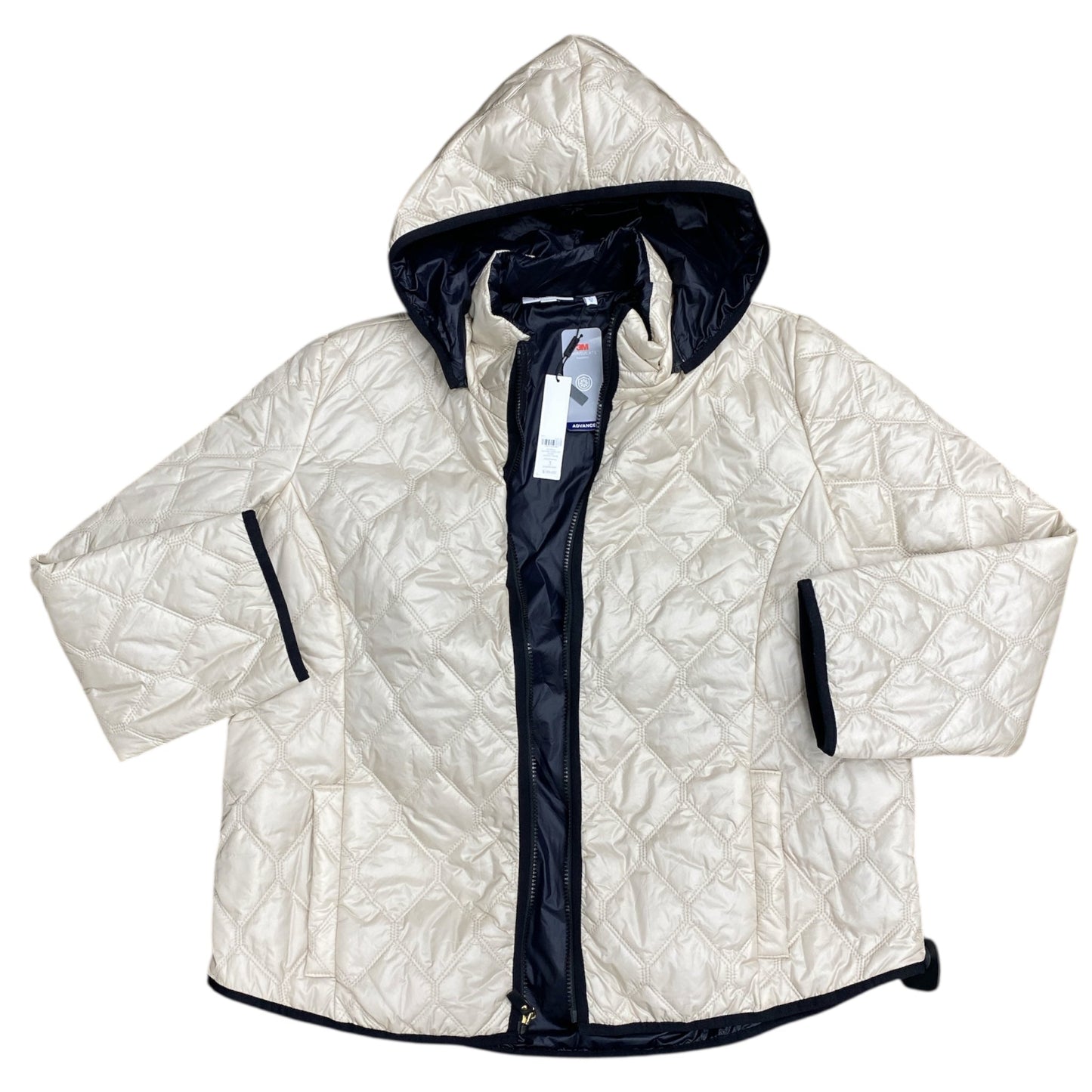 Coat Puffer & Quilted By Zenergy By Chicos In Tan, Size:Xl