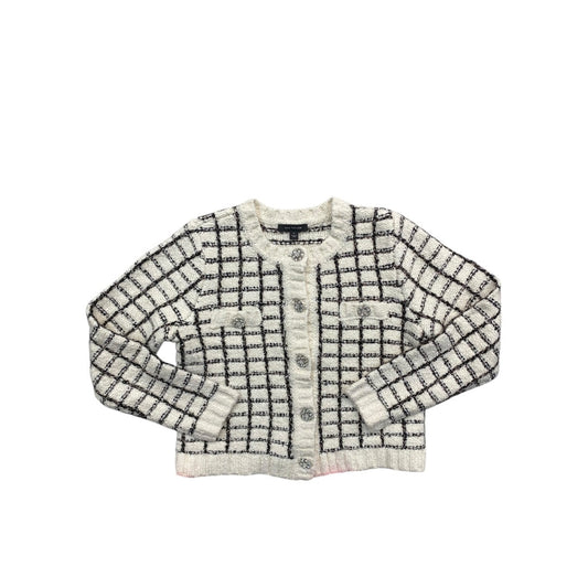 Sweater Cardigan By Ann Taylor In Black & White, Size:M