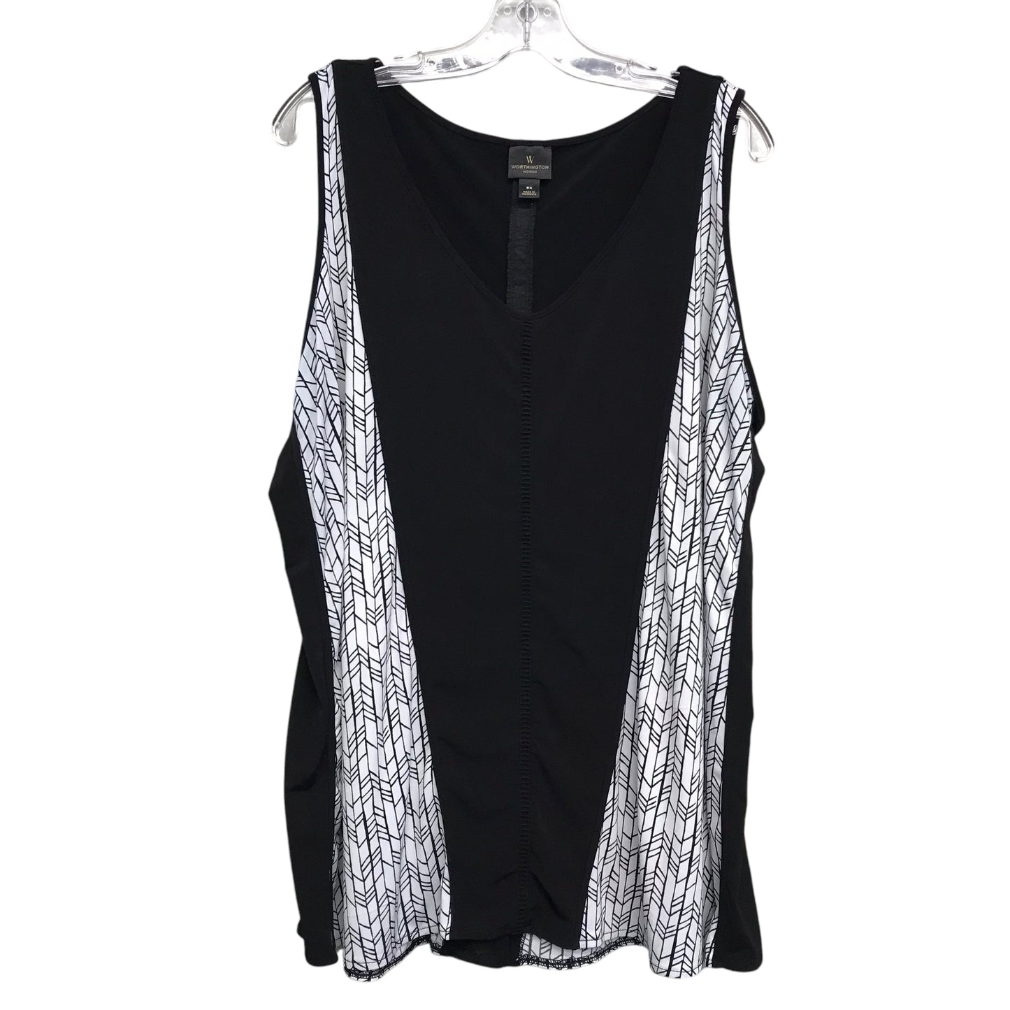 Top Sleeveless By Worthington In Black & White, Size:3X