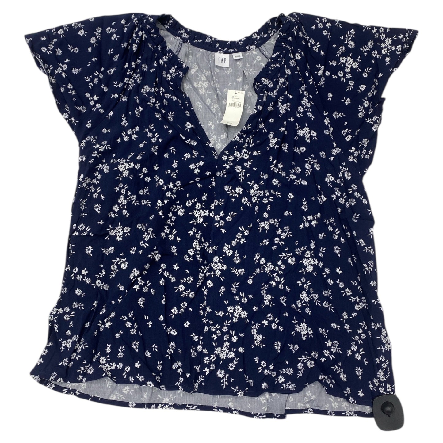 Top Sleeveless By Gap In Blue & White, Size:L
