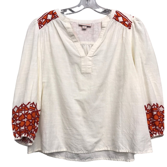 Top 3/4 Sleeve By Knox Rose In Cream & Orange, Size:Xs