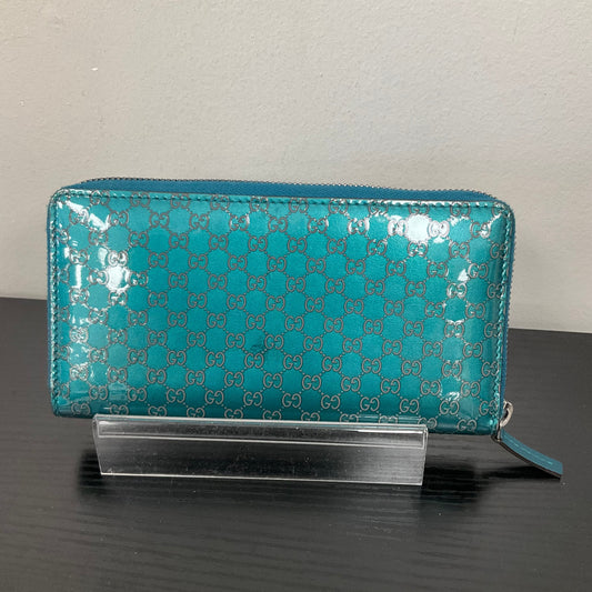Wallet Luxury Designer By Gucci In Teal, Size:Large