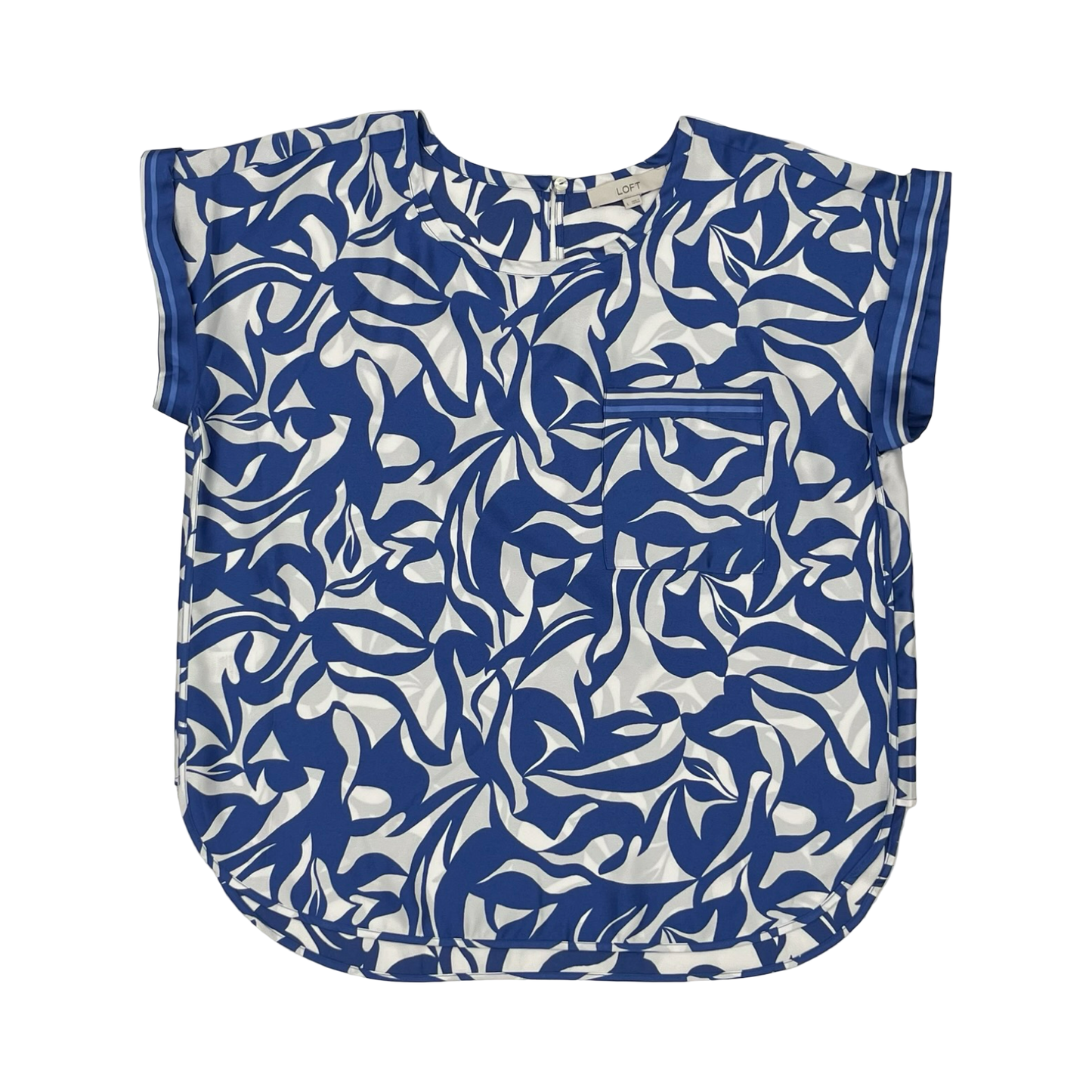 Blouse Sleeveless By Loft In Blue & White, Size:L