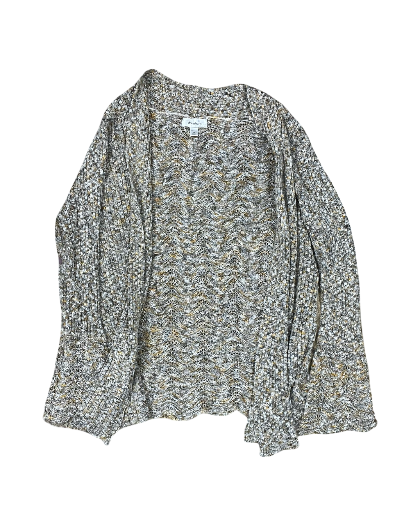 Cardigan By Dressbarn In Tan & Yellow, Size:2X