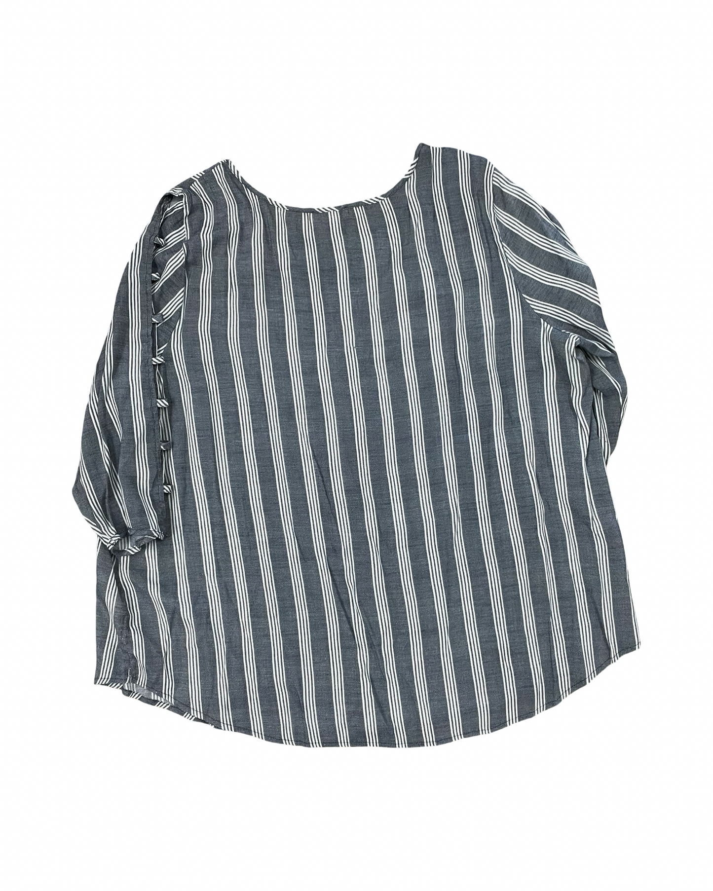 Top 3/4 Sleeve By Como Blu In Blue & White, Size:3X