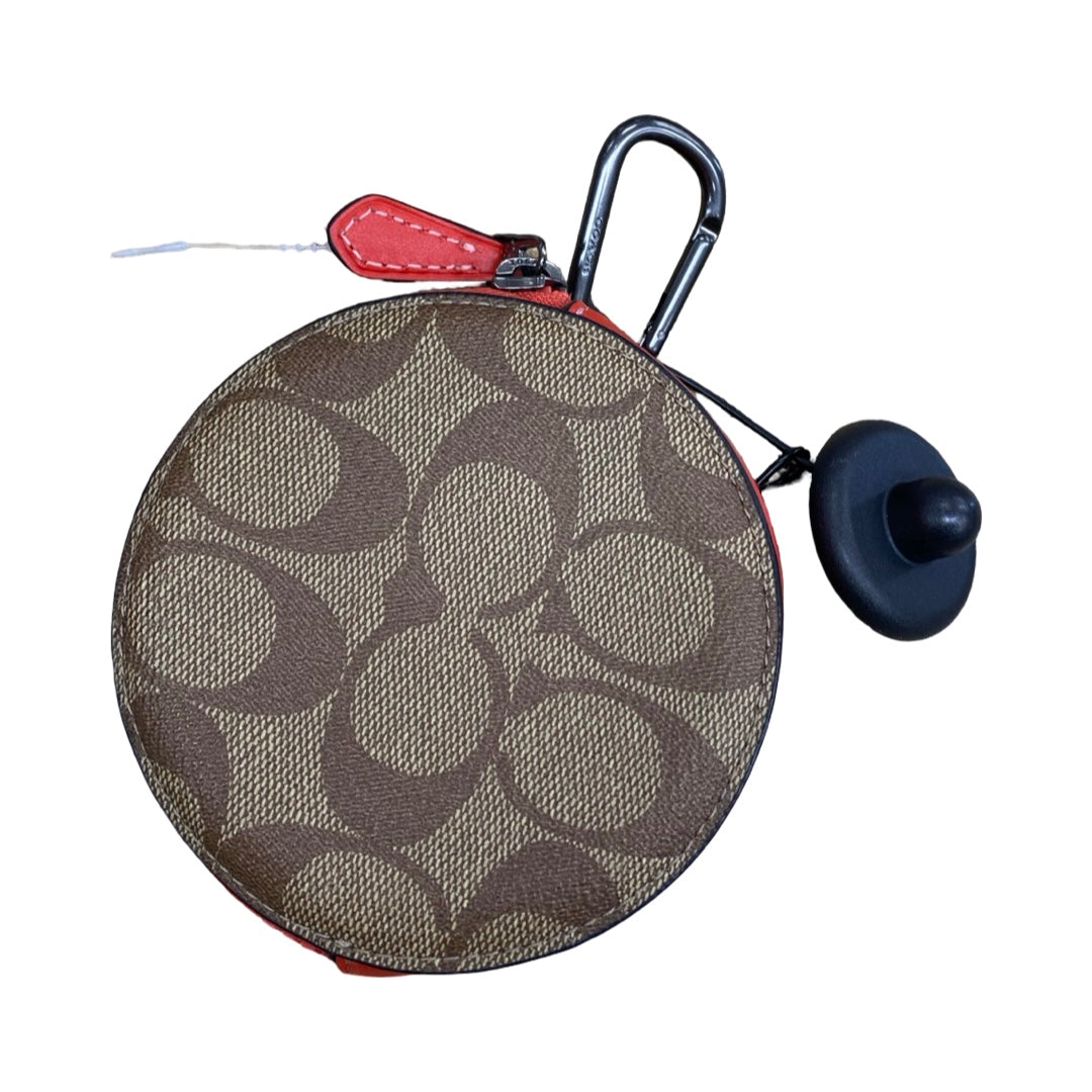 Coin Purse Designer By Coach In Brown & Orange, Size:Small