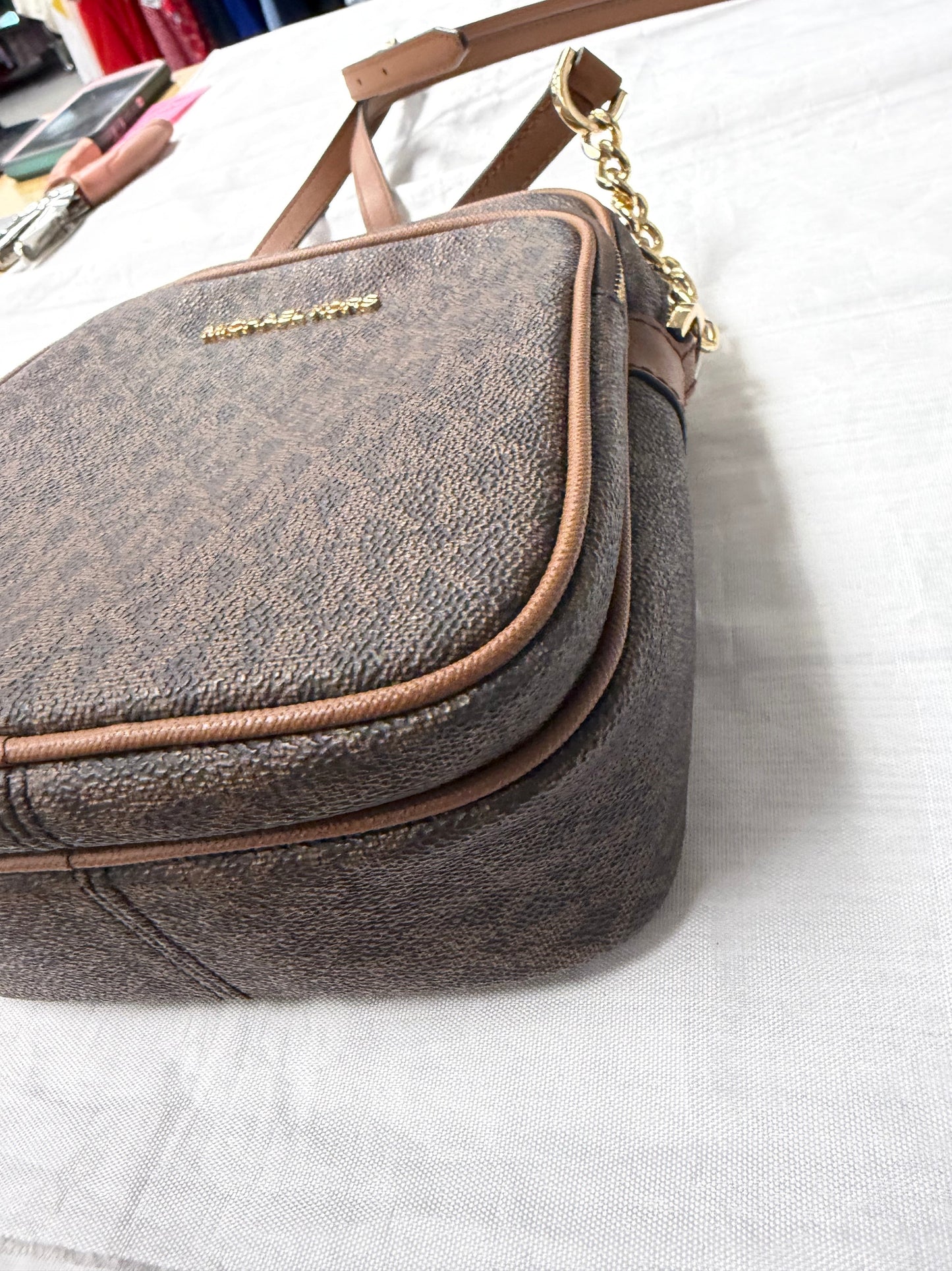 Crossbody Designer By Michael Kors In Brown, Size:Medium