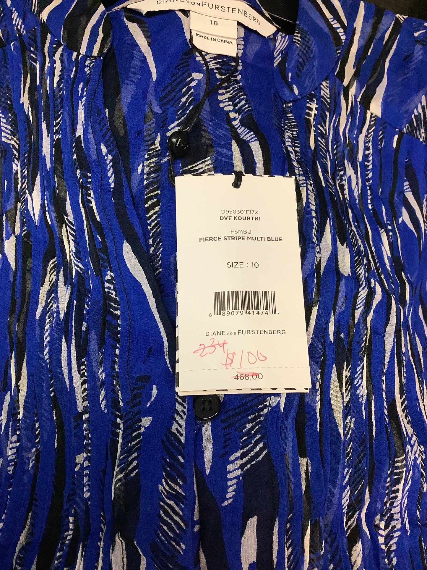 Dress Designer By Diane Von Furstenberg In Blue, Size: 10