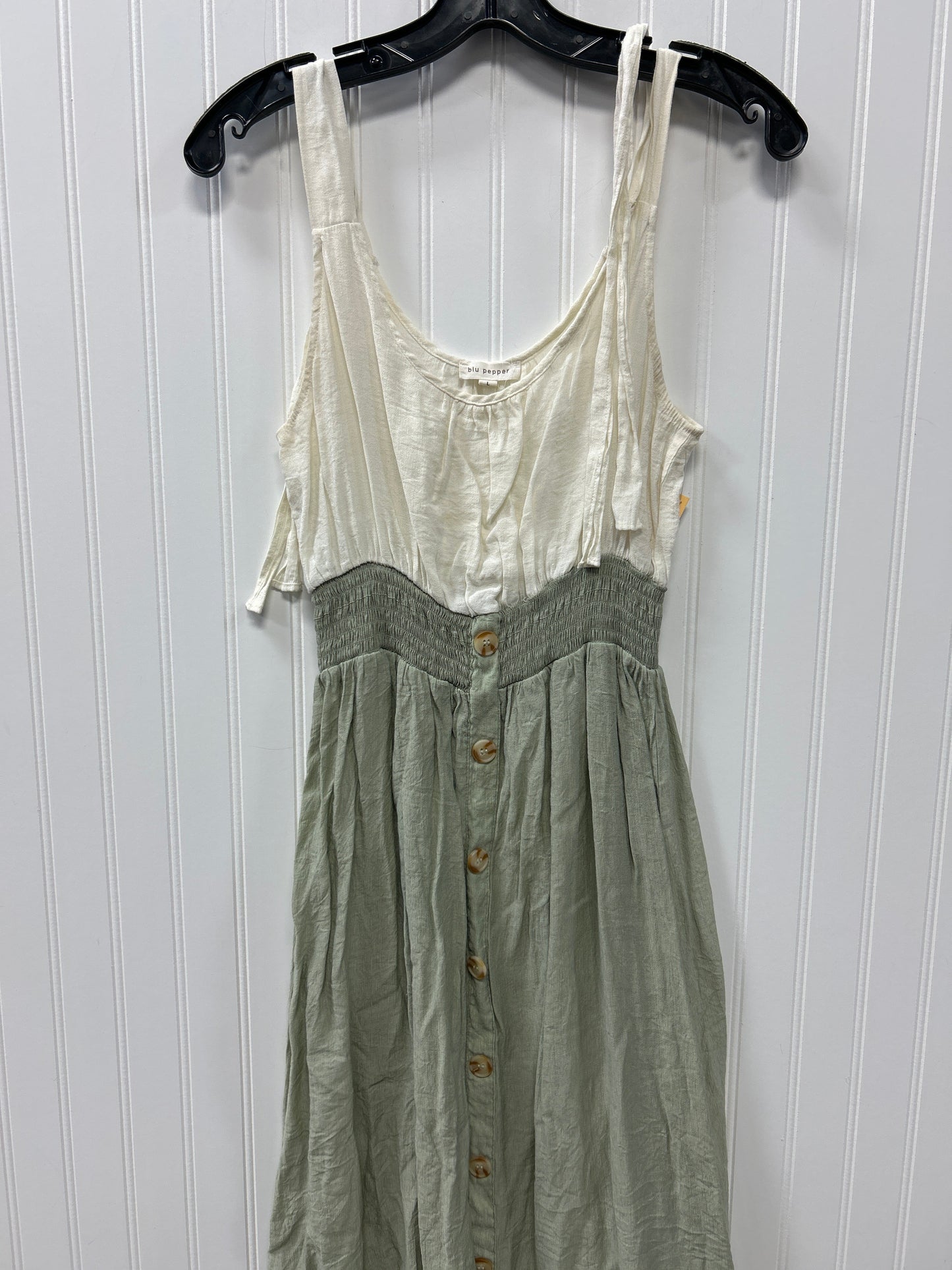 Dress Casual Maxi By Blu Pepper In Green & White, Size:L