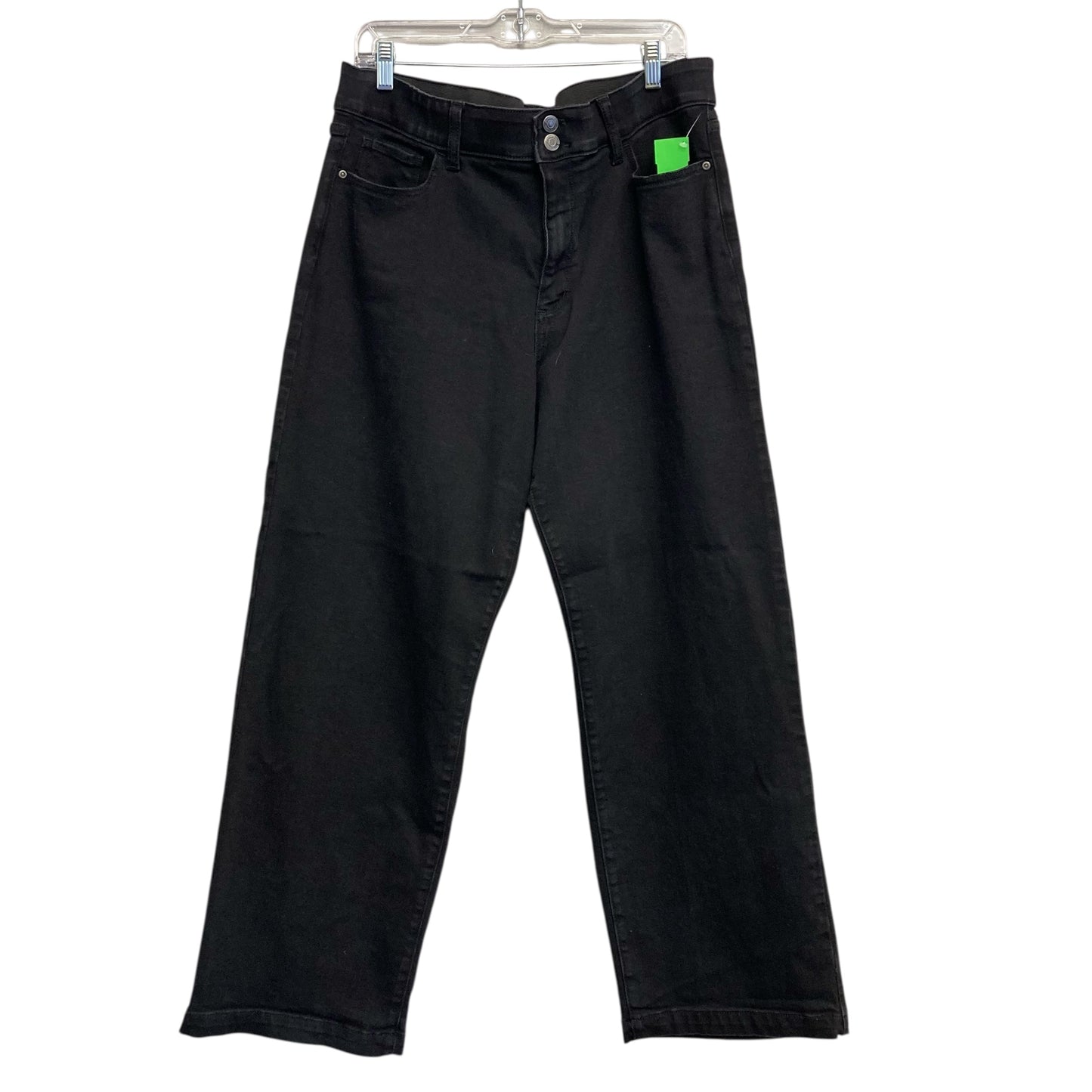 Jeans Wide Leg By St Johns Bay In Black Denim, Size:16