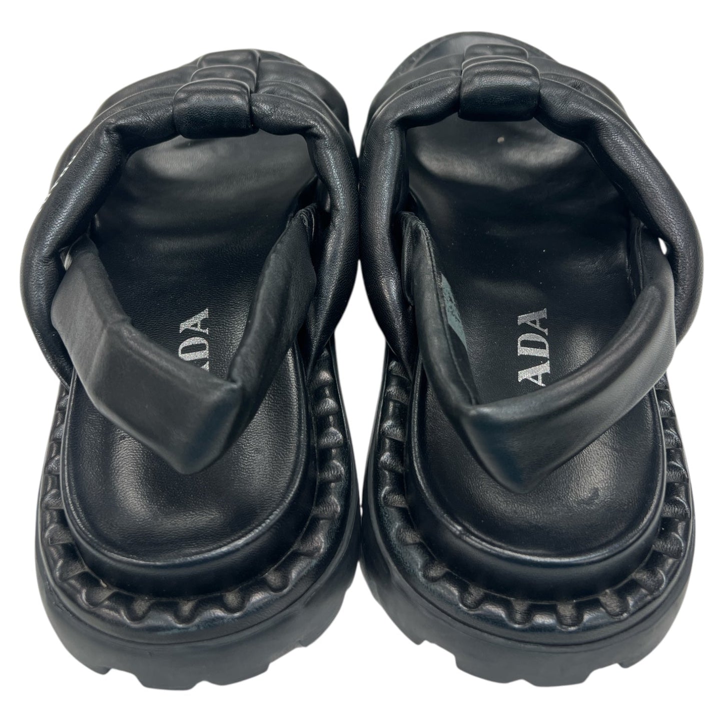 Sandals Luxury Designer By Prada In Black, Size:11