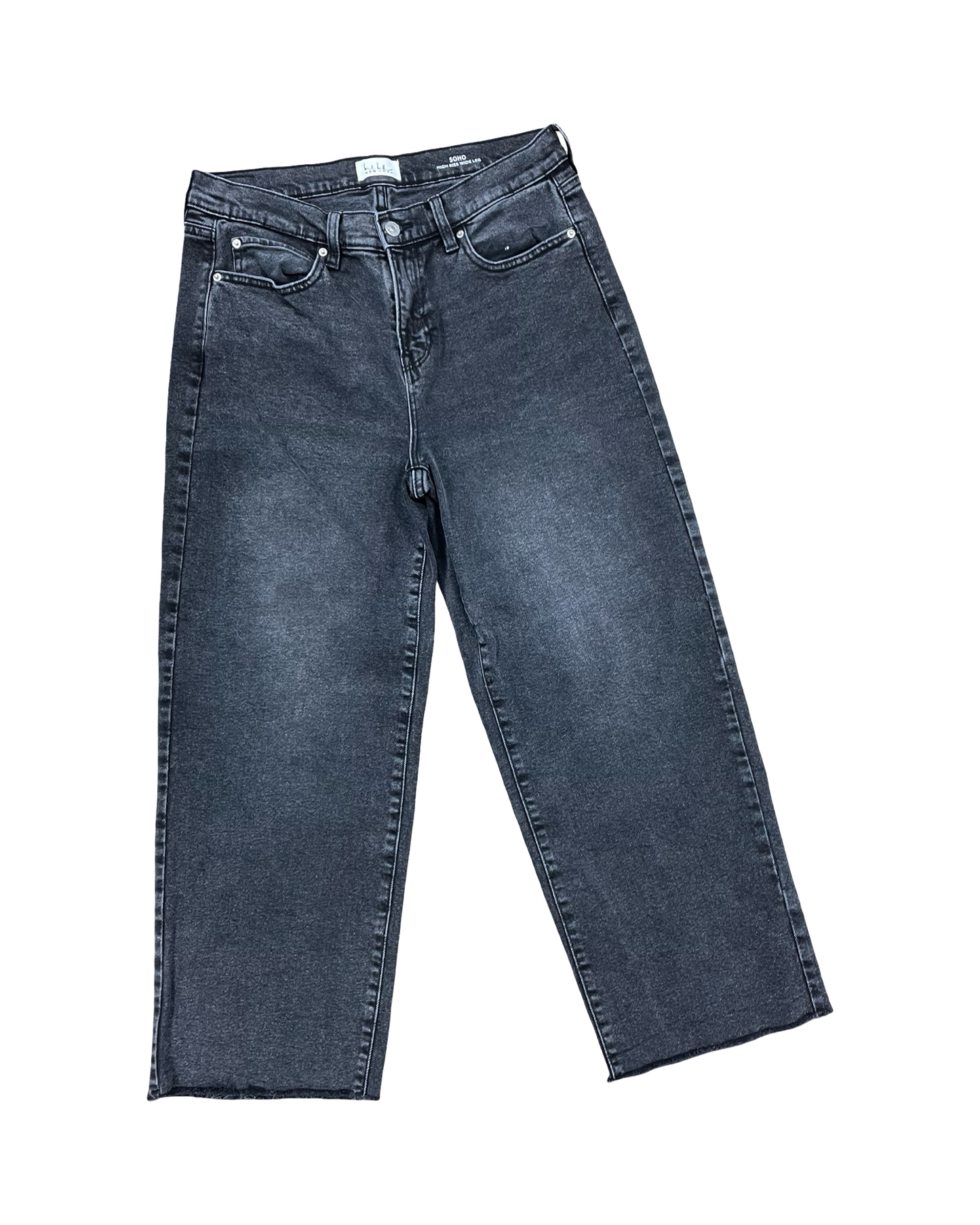 Jeans Wide Leg By Nicole Miller In Black Denim, Size:8