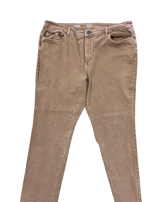 Jeans Straight By Ana In Brown, Size:22