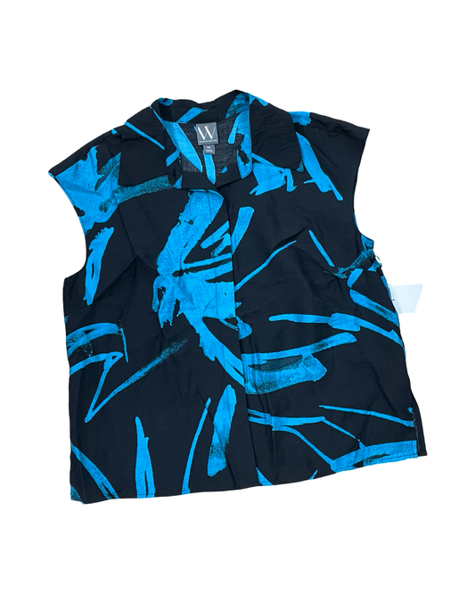 Top Sleeveless By Worthington In Black & Blue, Size:Sp