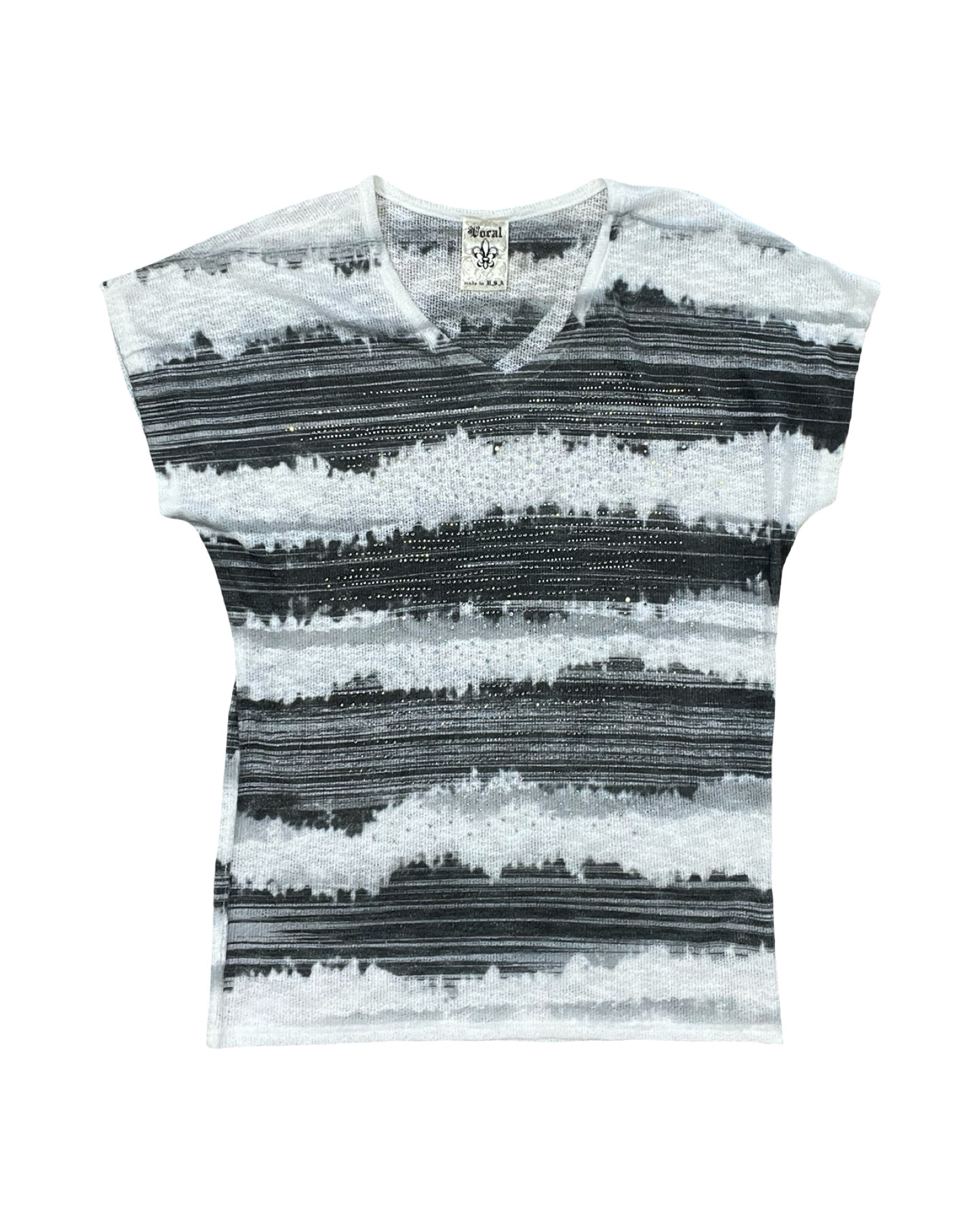 Top Ss By Vocal In Grey & White, Size:L