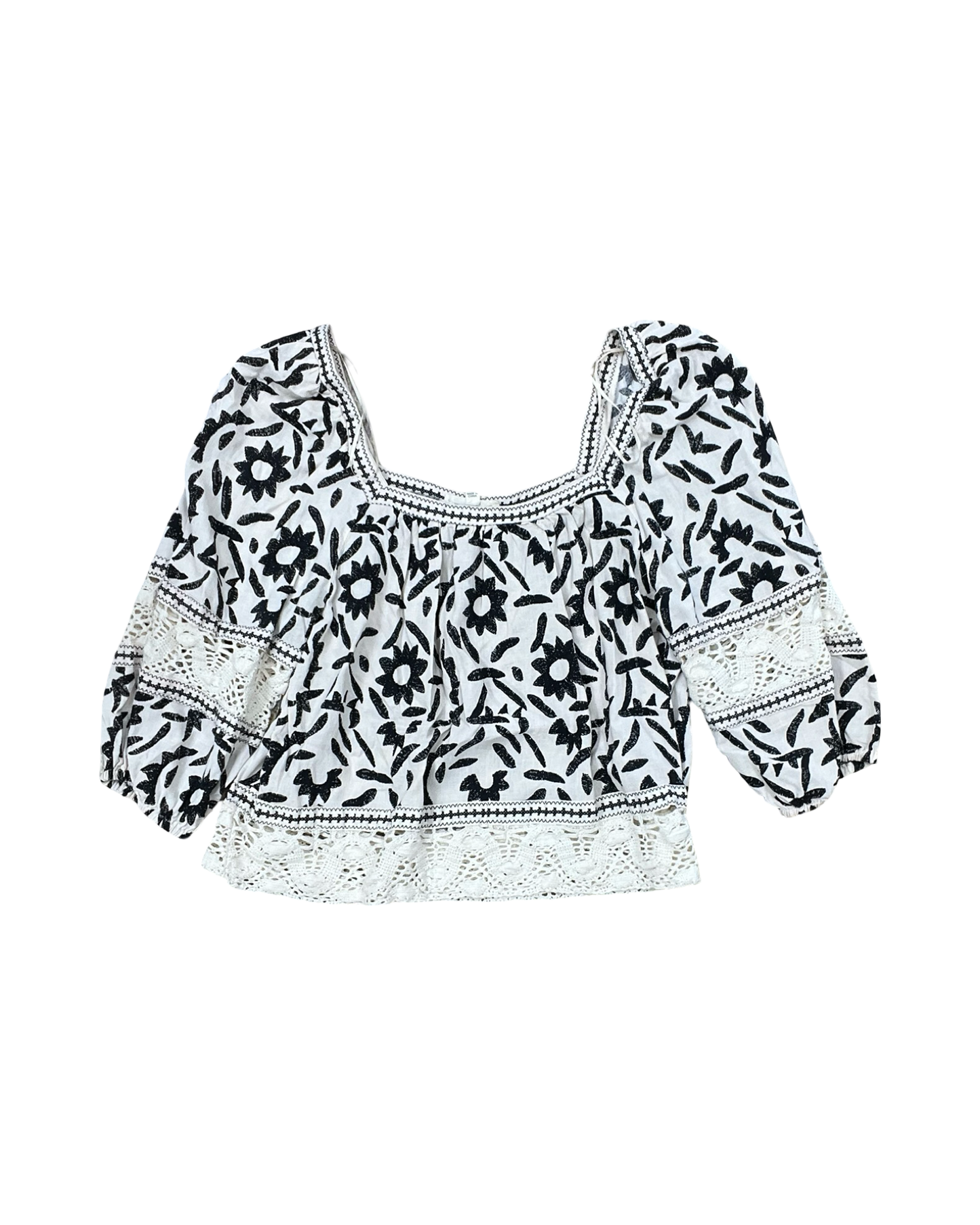 Top 3/4 Sleeve By Christian Siriano In Black & Cream, Size:M