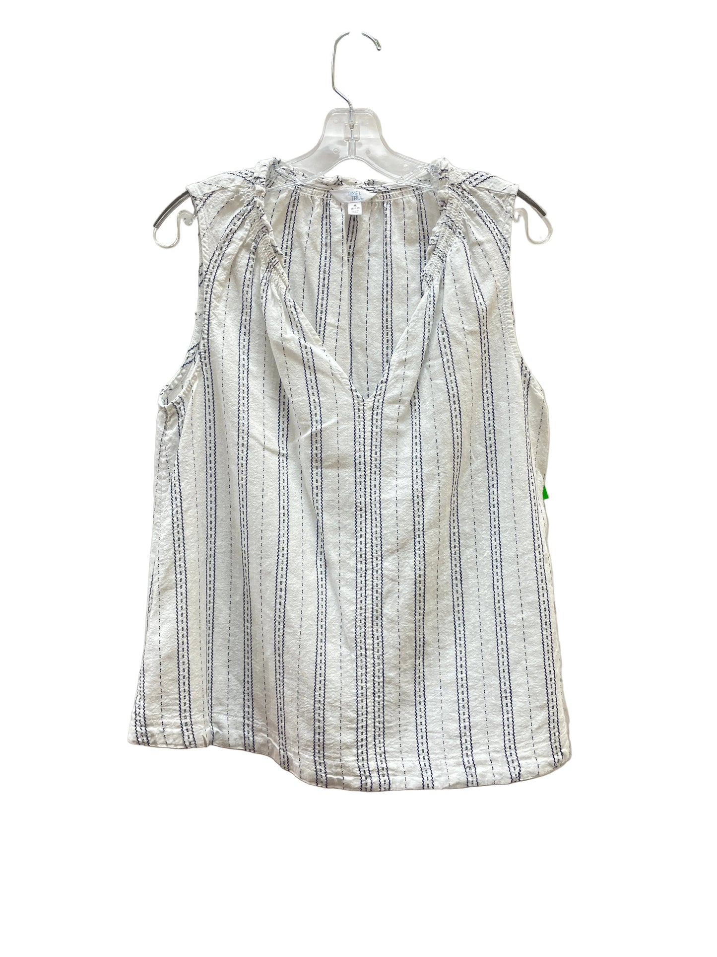 Top Sleeveless Basic By Time And Tru In Black & White, Size:M