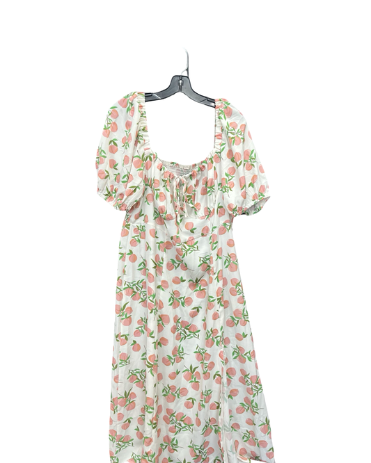 Dress Casual Midi By Cider In Cream & Pink, Size:2X