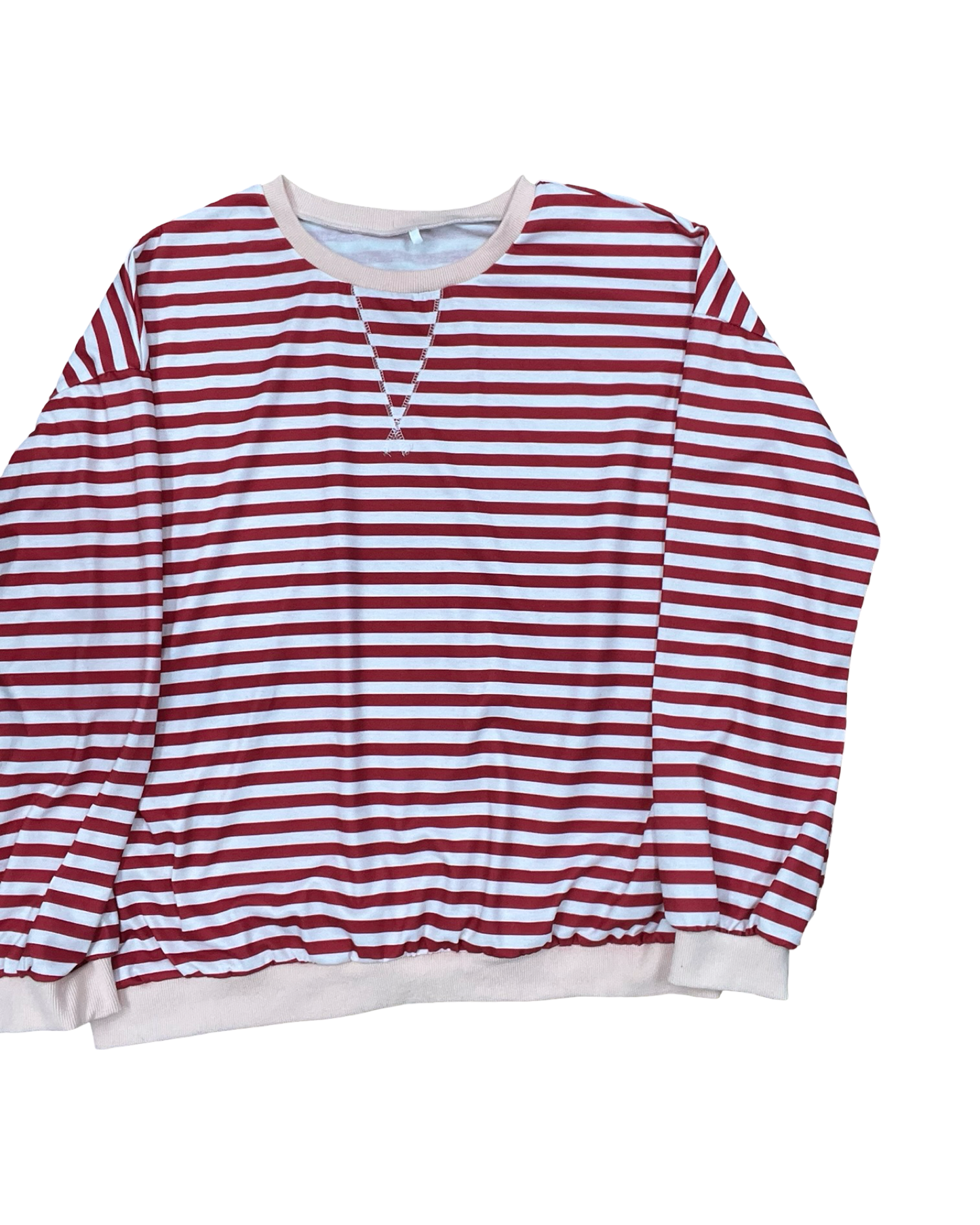 Sweatshirt Crewneck By Clothes Mentor In Red & White, Size:2X
