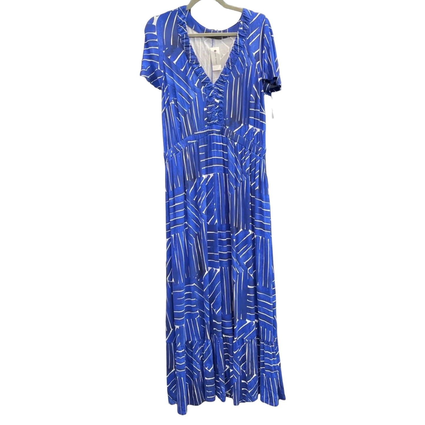 Dress Casual Midi By Lane Bryant In Blue & White, Size: 16