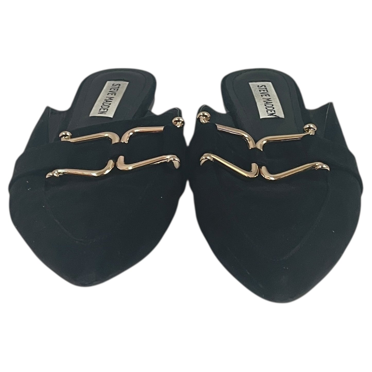 Shoes Flats By Steve Madden In Black & Gold, Size:8