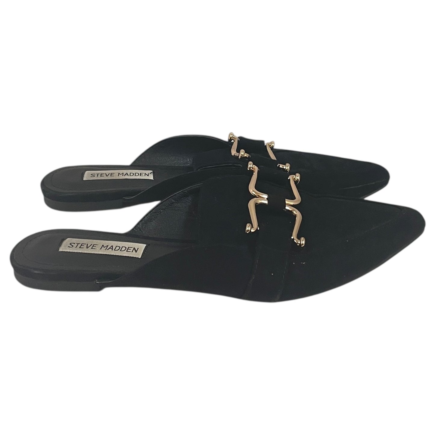 Shoes Flats By Steve Madden In Black & Gold, Size:8