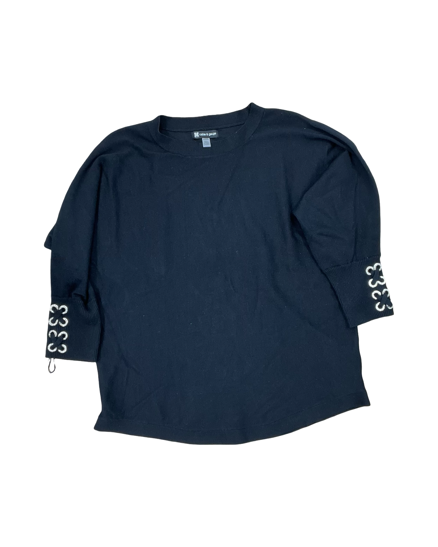 Top 3/4 Sleeve By Cable And Gauge In Black, Size:Xl