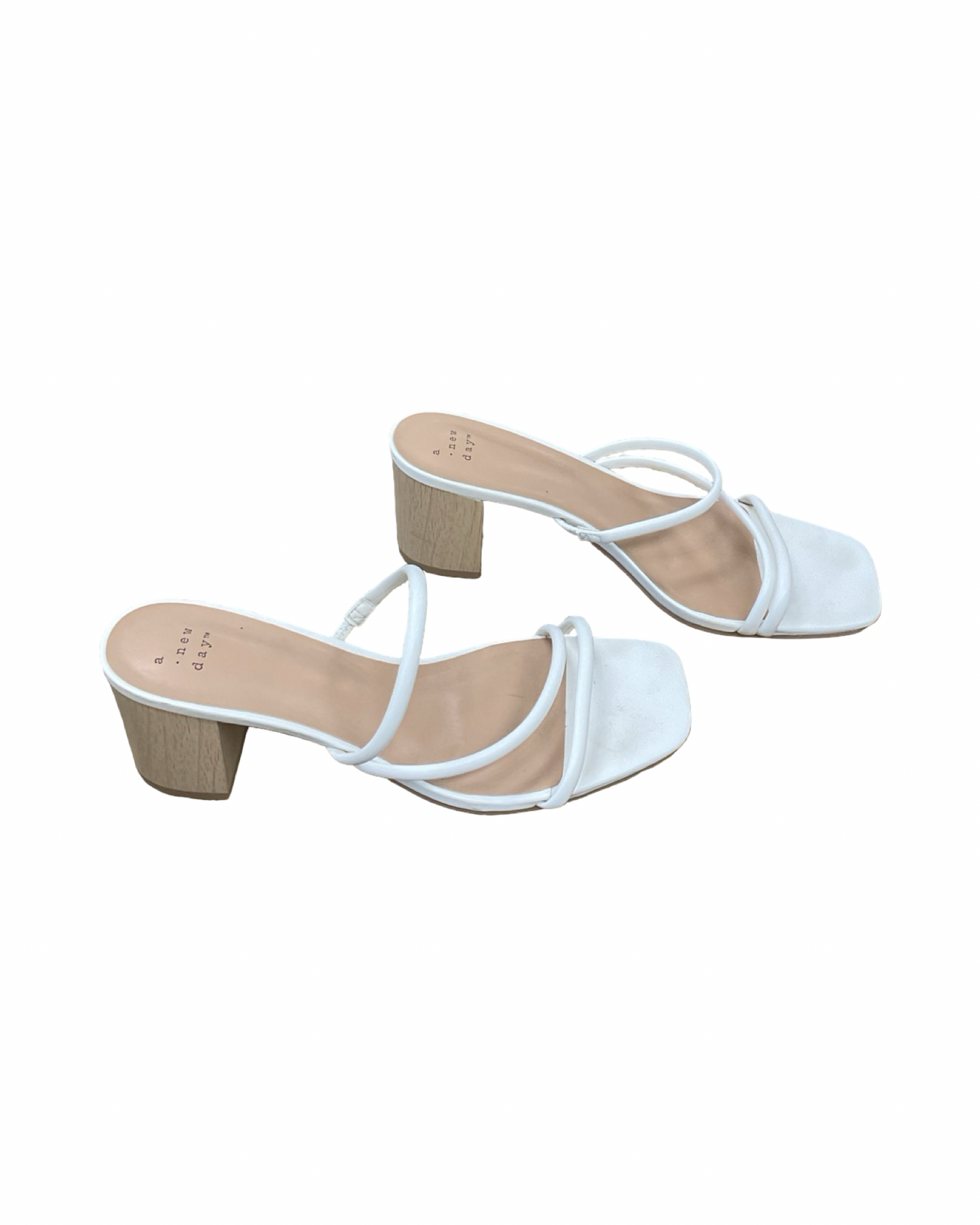 Sandals Heels Block By A New Day In White, Size:8.5