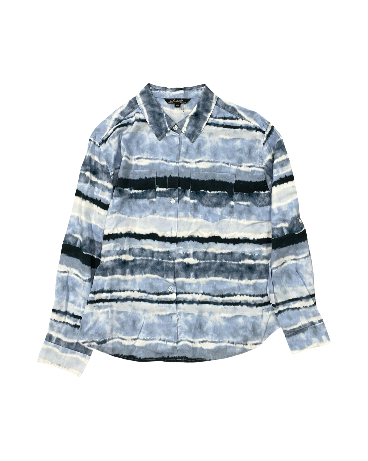 Blouse Ls By Charlie B In Blue, Size:M