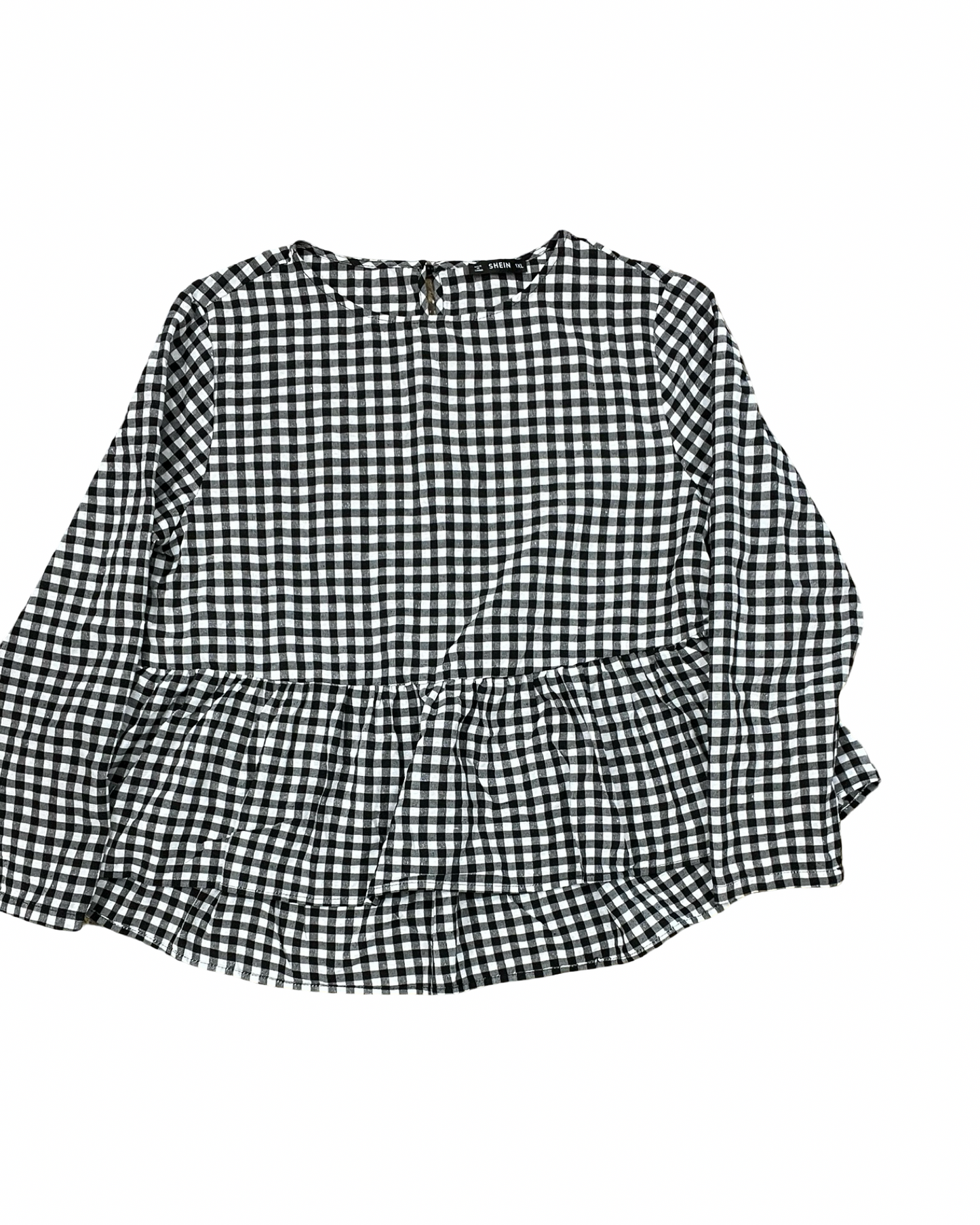 Top Ls By Shein In Black & White, Size:1X