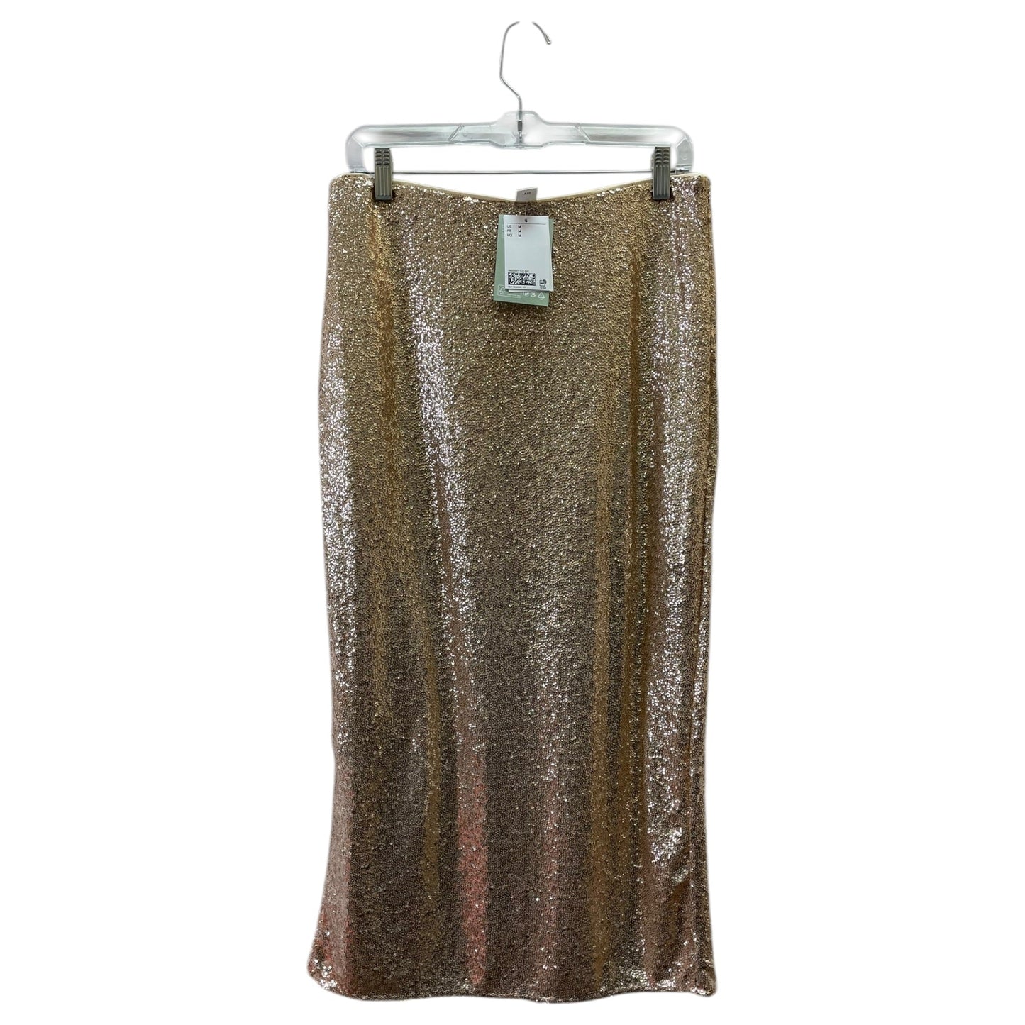 Skirt Midi By H&M In Gold, Size:M