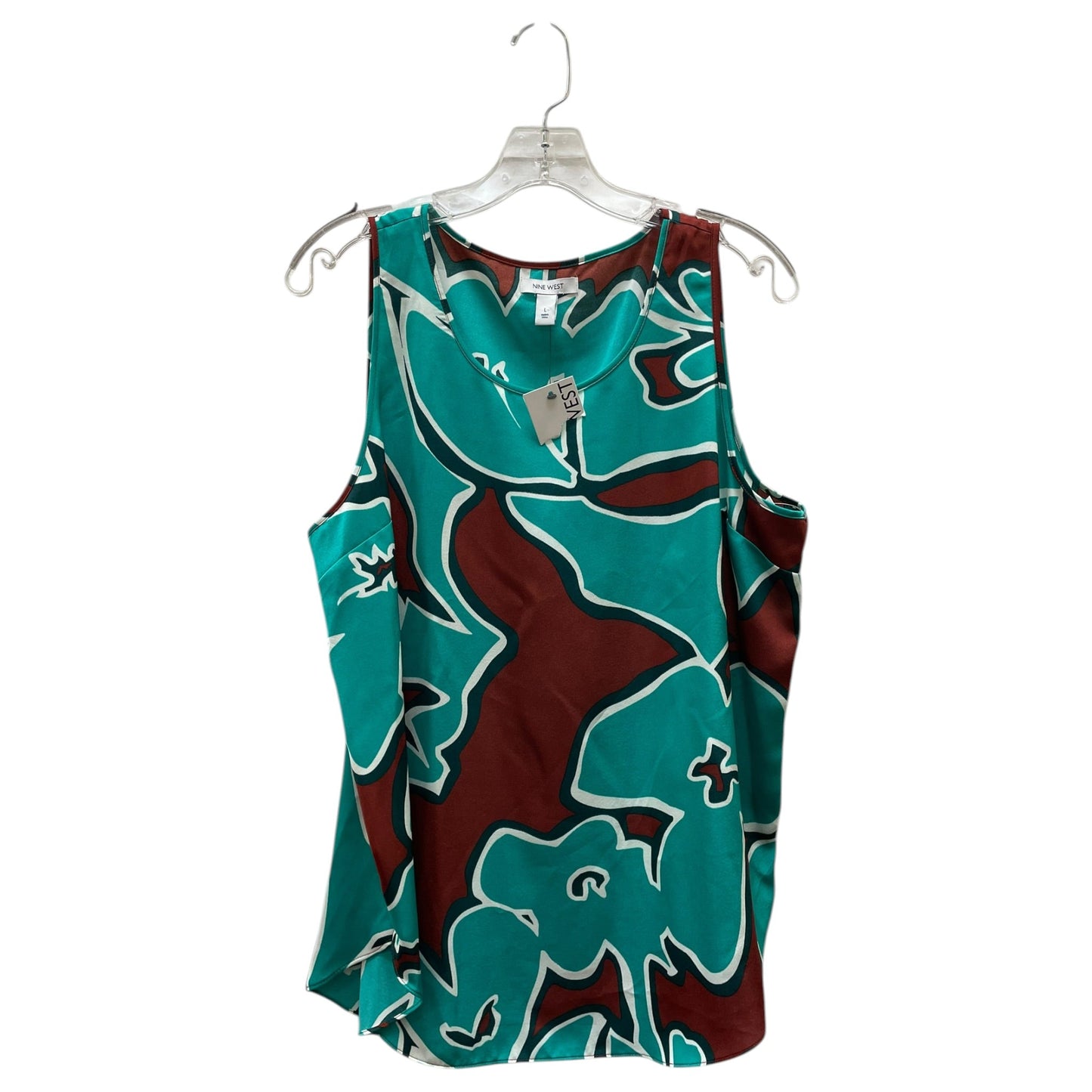 Blouse Sleeveless By Nine West In Brown & Green, Size:L
