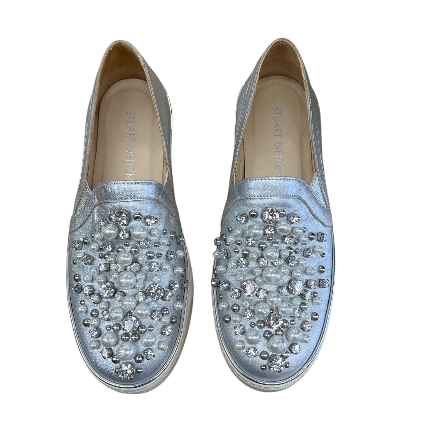 Shoes Designer By Stuart Weitzman In Silver, Size:5.5